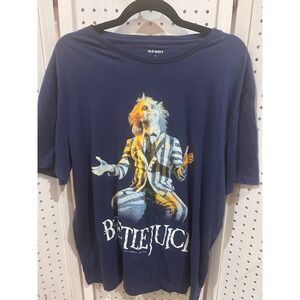 Old Navy Beetlejuice Graphic T Shirt Navy Blue XL Mens Womens Movie Tee